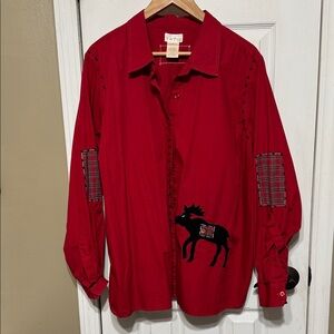 Bobbie Brooks Red Moose Embroidered Men's Shirt